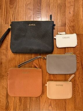 Faux Leather Wristlet Pouch Set of Five